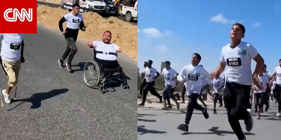 بعكازات وكراسٍ متحركة.. فلسطينيون مبتوري الأطراف يتنافسون بماراثون في غزة